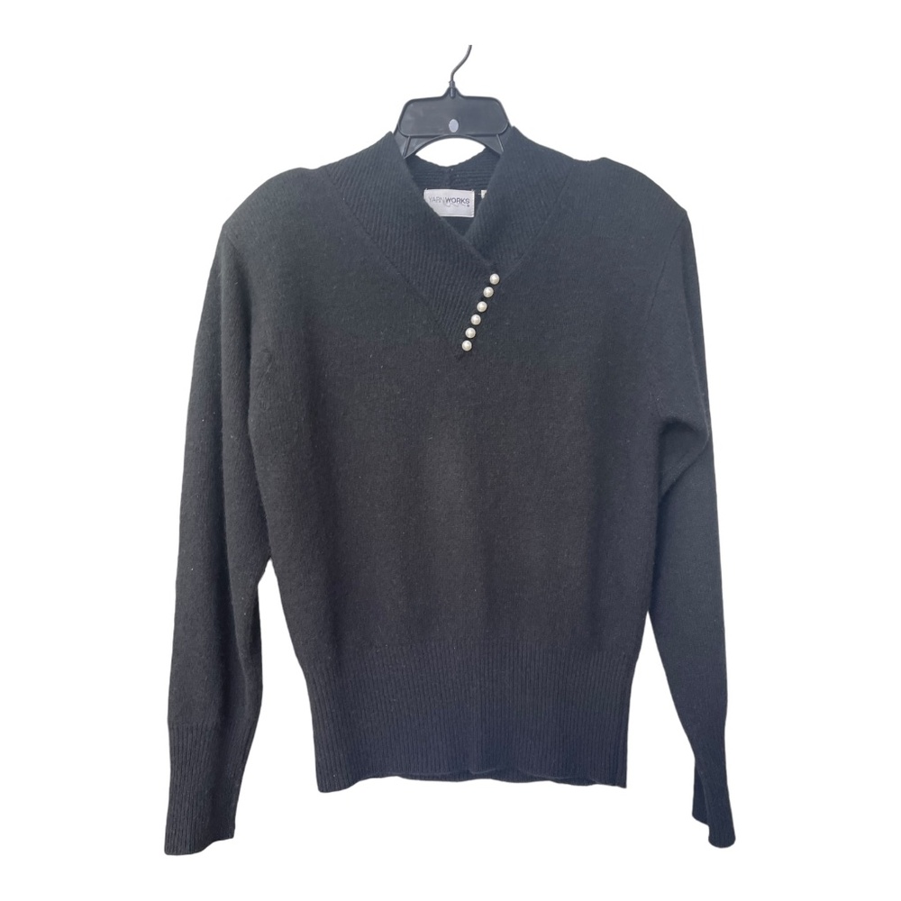 YarnWorks Women’s Sweater Size Medium Black Angora Vintage Blends Soft Warm